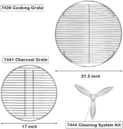 Grates, Cleaning System Fits Weber 22.5'' Kettle Grills, 7436 + 7441 + 7444 Charcoal Grills Kit