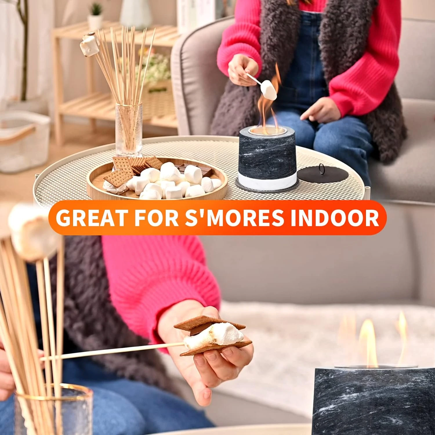 Mini Indoor Marble Tabletop Fire Pit, Clean Burning, Portable Table Top Fireplace Fire Bowl For Smores Home Decor Outdoor Patio Backyard Garden Decor 4 Mini Indoor Marble Tabletop Fire Pit, Clean Burning, Portable Table Top Fireplace Fire Bowl For Smores Home Decor Outdoor Patio Backyard Garden Decor - Image 2