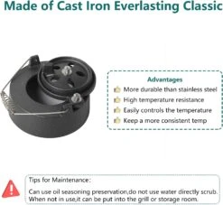 Cast Iron Chimney Vented Cap Daisy Wheel For Big Green Egg Medium & Large & XLarge Kamado Ceramic Grills, BGE Big Green Egg Accessories -Cheap Grill Store 71A4O86A1pL. AC SL1500