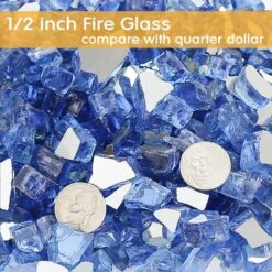 1/2'' Patio Heaters Fire Glass Reflective Tempered Pacific Blue Fire Rock For Fire Pits, Fireplace -Cheap Grill Store 71AQ h9So2L. AC SL1000
