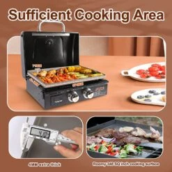 22 Inch Propane 2 Burner Portable Table Top Griddle BBQ Grill With Hood For Outdoor Cooking Camping Or Tailgating Etc, Kit With Carry Bag -Cheap Grill Store 71ATjXi7m3L. AC SL1500