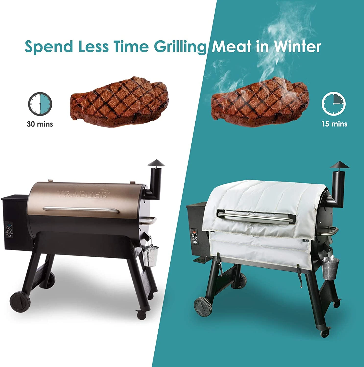 Thermal Insulated Blanket Winter Cover Fits Traeger Pro 34, Elite 34 And Eastwood 34 Series Grill Models 8 Thermal Insulated Blanket Winter Cover Fits Traeger Pro 34, Elite 34 And Eastwood 34 Series Grill Models - Image 6