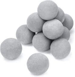 4 Inch Gray Round Ceramic Fire Balls For Fire Pit, Tempered Fire Stones For Natural Or Propane Fireplace, Set Of 12 Reusable Fireballs