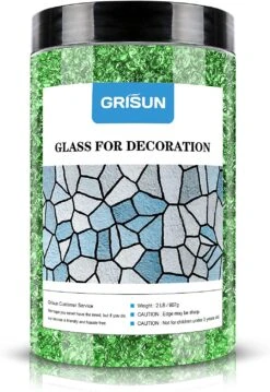Emerald Green Fire Glass Reflective Tempered Pebbles Gravel Marbles For Crafts Resin Art, Garden Decoration, Fireplace, 2 Pounds Jar 3-6mm -Cheap Grill Store 71C5bq2xxIL. AC SL1500