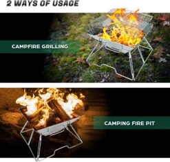 17.1x17.1x12.2in Folding Camping Fire Pit Portable Campfire Grill With Legs For Picnics, Backpacking, Outdoor With Carrying Bag And Kitchen Tongs -Cheap Grill Store 71CKeB2srXL. AC SL1500