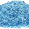 Caribbean Blue Fire Glass Reflective Tempered Pebbles Gravel Marbles For Crafts Resin Art, Garden Decoration, Fireplace, 2 Pounds Jar 3-6mm