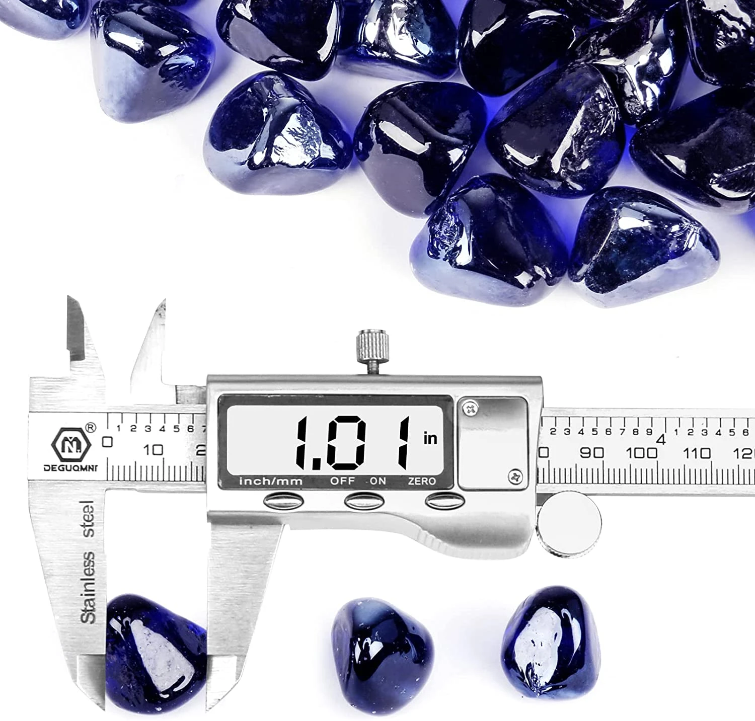 1'' High Luster Reflective Tempered Cobalt Blue Fire Glass Diamonds Rock For Fire Pit, Fireplace, 10 LBS Kit 7 1'' High Luster Reflective Tempered Cobalt Blue Fire Glass Diamonds Rock For Fire Pit, Fireplace, 10 LBS Kit - Image 6
