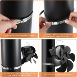 Wood Stove Pipe Fireplace Fan With Magnetic Thermometer, 6 Blades Fan On Chimney, Heat Powered For WoodGas/Pellet/Log Burning Stoves -Cheap Grill Store 71EcWwRbVfL. AC SL1500