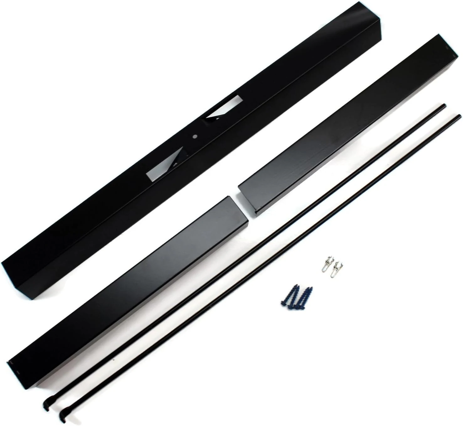36-48 Inch Black Adjustable Rod And Valance Kit For Masonry Fireplace Spark Screens 3 36-48 Inch Black Adjustable Rod And Valance Kit For Masonry Fireplace Spark Screens