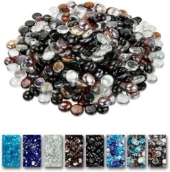 1/2'' Patio Heaters Fire Glass Beads White Black Copper Reflective Tempered Fire Rocks Beads For Fire Pit, Fireplace And Fire Bowl