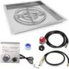 18" X 18" Stainless Steel Round Drop-in Fire Pit Burner Pan, 12" Burner Ring And Spark Ignition Hose Kit For LP NG Gas Fire Pit And Fireplace