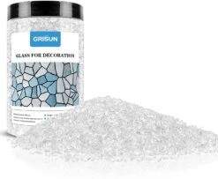 2 Lbs Jar 3-6mm Clear White Round Crushed Fire Pit Glass Glitter Glass Pebbles Gravel Stone For Crafts Resin Art, Garden Decoration, Fireplace -Cheap Grill Store 71GhiaFGFbL. AC SL1500