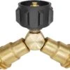 2 Way LP Gas Propane Tank Y Splitter Adapter With Valves Tee Connector For 20lb LP Tank Cylinder For BBQ Grills, Camping Stoves, Gas Burners, Heater -Cheap Grill Store 71H KO8RcuL. AC SL1500