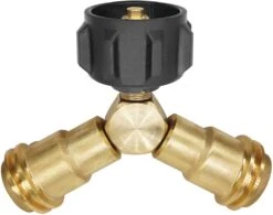 2 Way LP Gas Propane Tank Y Splitter Adapter With Valves Tee Connector For 20lb LP Tank Cylinder For BBQ Grills, Camping Stoves, Gas Burners, Heater