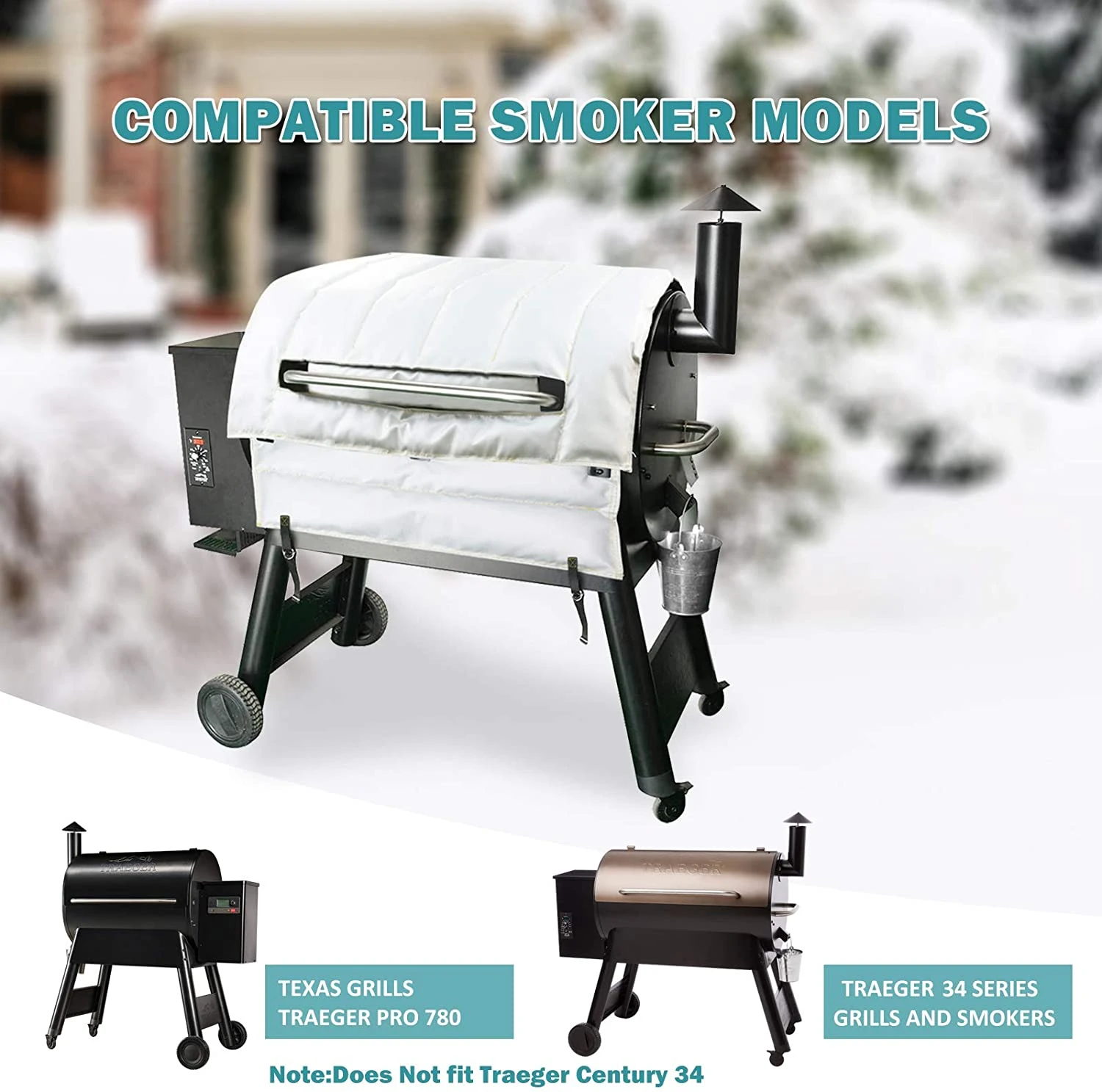 Thermal Insulated Blanket Winter Cover Fits Traeger Pro 34, Elite 34 And Eastwood 34 Series Grill Models 4 Thermal Insulated Blanket Winter Cover Fits Traeger Pro 34, Elite 34 And Eastwood 34 Series Grill Models - Image 2