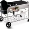 Grill Table Stand Cart For Weber 22" And 18“ Original Kettle, Performer, Jumbo Joe And Master-Touch Charcoal Grills, Outdoor Prep Cooking Station