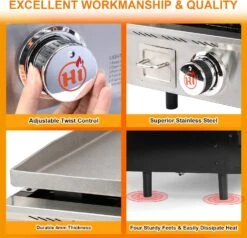 22 Inch Portable Flat Top BBQ Grill Griddle Nonstick For Outdoor, Tabletop, Countertop, Kitchen, Tailgating, RV Etc, Kit With Grill Cover -Cheap Grill Store 71JqhXogZML. AC SL1500