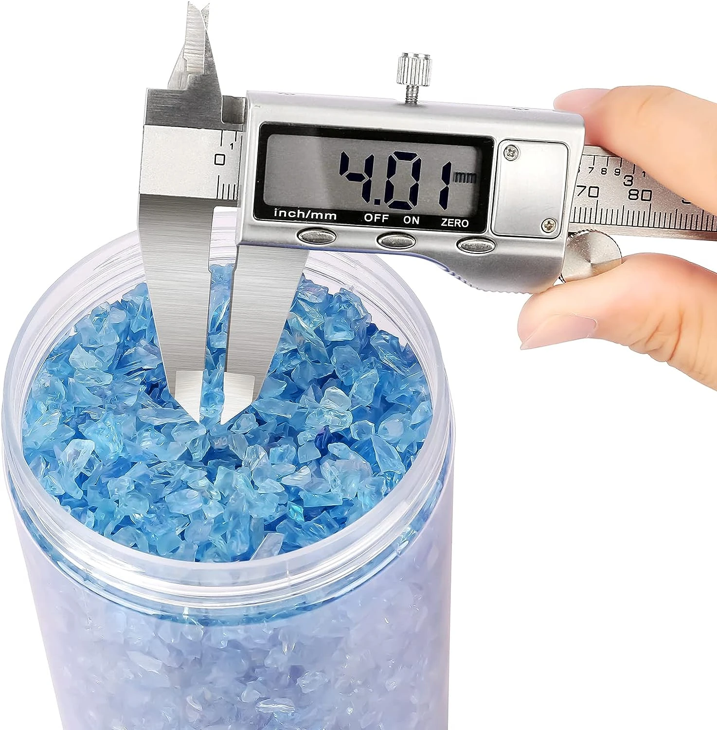 2 Lbs Jar 3-6mm Caribbean Blue Crushed Fire Pit Glass Glitter Glass Pebbles Gravel Stone For Crafts Resin Art, Garden Decoration, Fireplace 5 2 Lbs Jar 3-6mm Caribbean Blue Crushed Fire Pit Glass Glitter Glass Pebbles Gravel Stone For Crafts Resin Art, Garden Decoration, Fireplace - Image 3