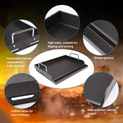 Nonstick Coating Cooking Griddle For Gas Grill, 25"x16” Griddle Plate Insert For Gas Stove, Grills, Flat Griddle Top Plate For Grilling -Cheap Grill Store 71MhQRiplHL. AC SL1500