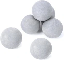5 Inch Gray Round Ceramic Fire Balls For Fire Pit, Tempered Fire Stones For Natural Or Propane Fireplace, Set Of 6 Reusable Fireballs