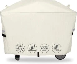 Grill Cover 7112 For Weber Q2000, Q2200, Q2400, Q2000N+, Q2800N+, Q300, Q320, Q3000, Q3200 Gas Grills, 600D Waterproof Fade Resistant Cover, Beige