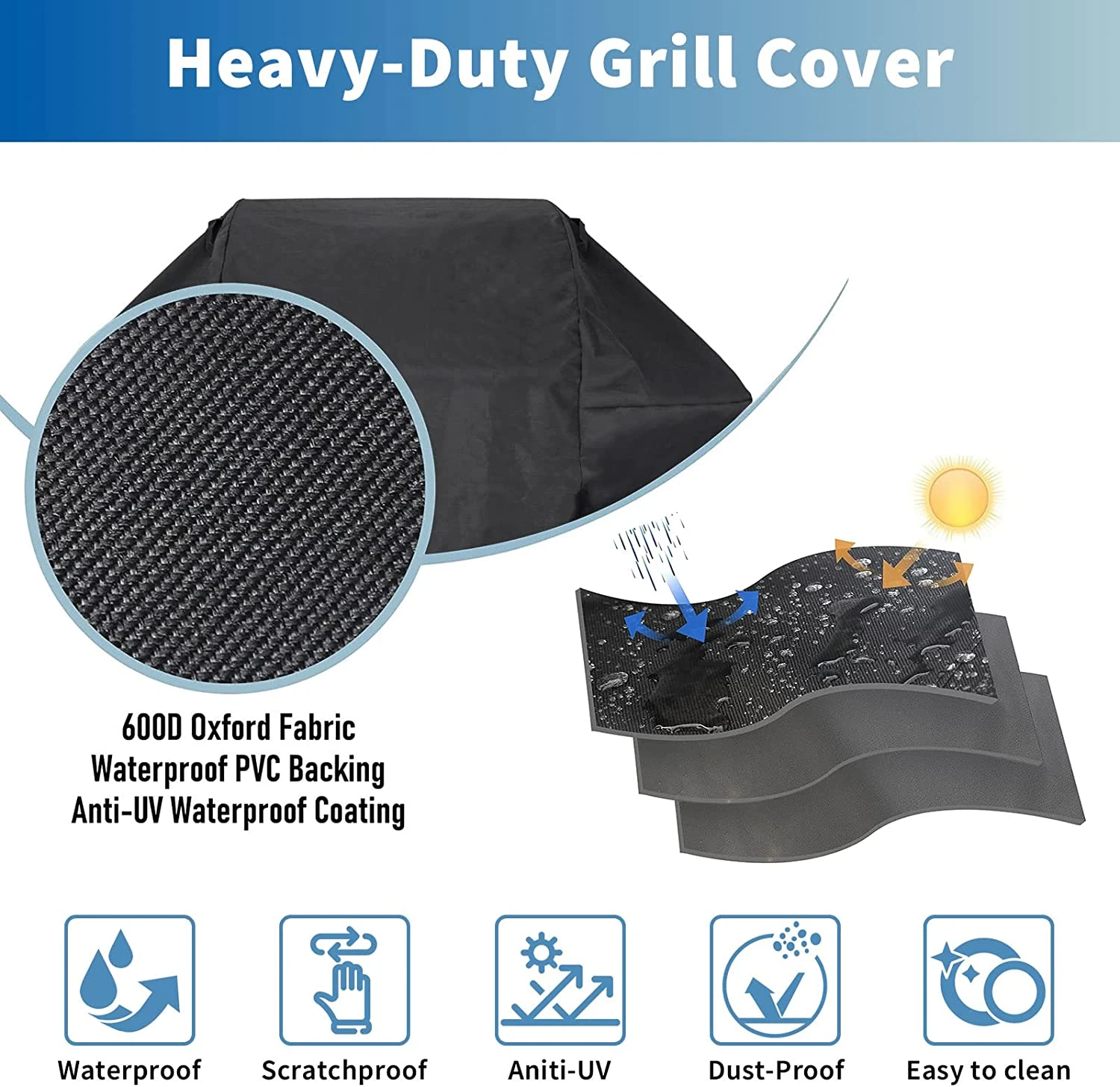 Premium Grill Cover For Broil King 3 Burner Gas Grills, 58L X 25W X 44.5H 6 Premium Grill Cover For Broil King 3 Burner Gas Grills, 58L X 25W X 44.5H - Image 4