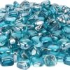 Caribbean Blue Fire Glass Cubes Tempered Rocks For Fire Pit, 10 Pounds 1/2 Inch For Natural Or Propane Fireplace