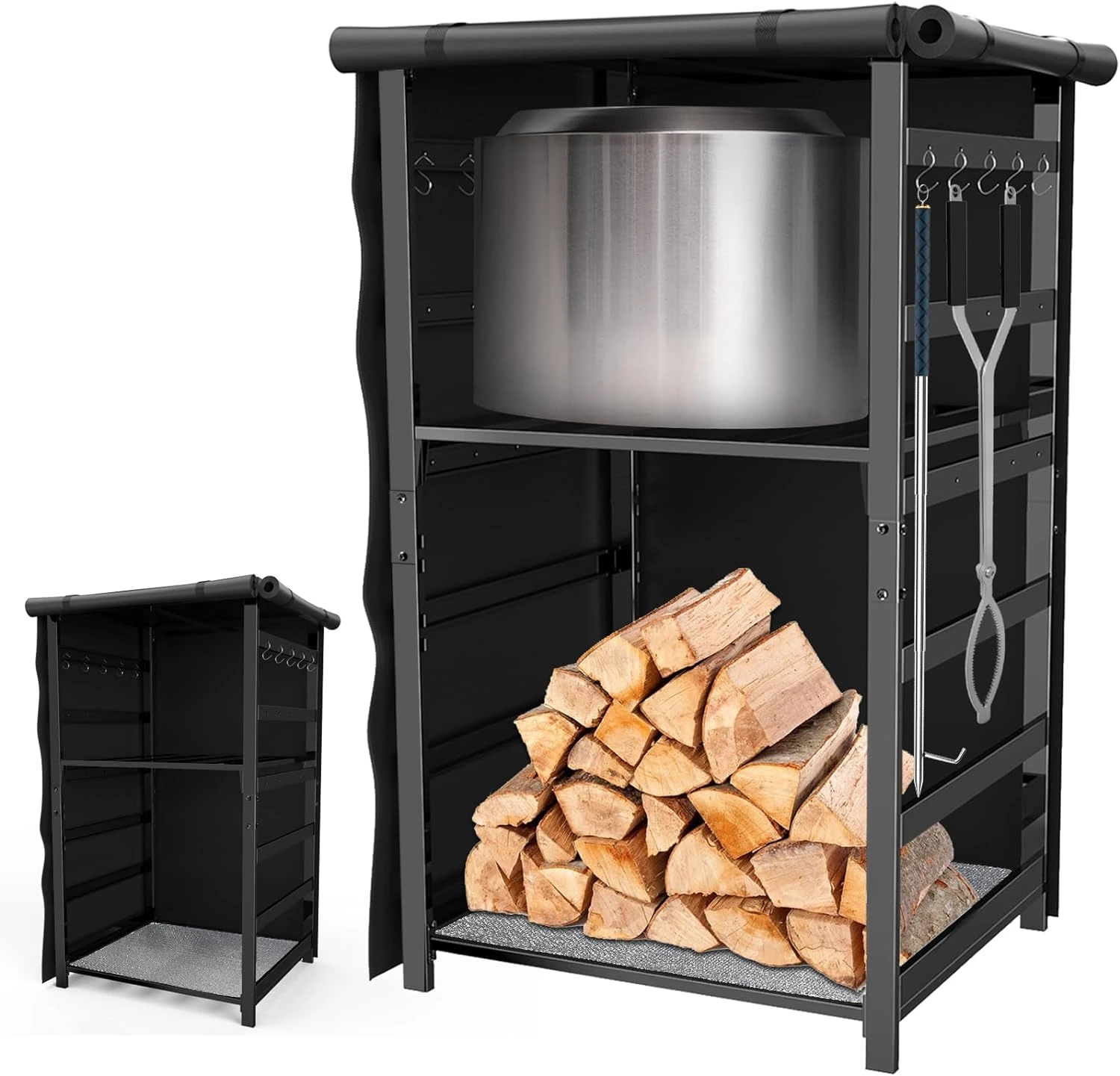53-Inch Storage Cabinet Station For Solo Stove Yukon/Bonfire/Ranger And Other Fire Pit Accessories, With Adjustable Firewood Storage Racks & Cover 3 53-Inch Storage Cabinet Station For Solo Stove Yukon/Bonfire/Ranger And Other Fire Pit Accessories, With Adjustable Firewood Storage Racks & Cover