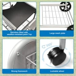 Grill Table Stand Cart For Weber 22" And 18“ Original Kettle, Performer, Jumbo Joe And Master-Touch Charcoal Grills, Outdoor Prep Cooking Station -Cheap Grill Store 71P81dEh7rL. AC SL1500