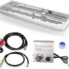 30'' X 10'' Stainless Steel Drop-in Insert Gas Fire Pit H-Shaped Burner Pan With Spark Ignition Hose Kit For Fire Pits And Fireplaces