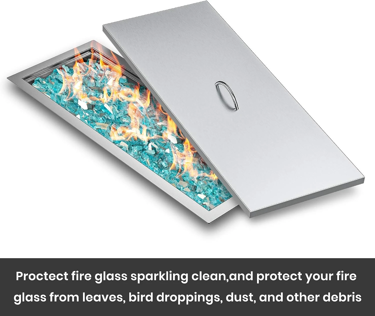 33" X 9" Rectangular Fire Pit Burner Pan Lid Cover Fits 30 X 6 Inch Drop-in Fire Pit Burner Pan 5 33" X 9" Rectangular Fire Pit Burner Pan Lid Cover Fits 30 X 6 Inch Drop-in Fire Pit Burner Pan - Image 3