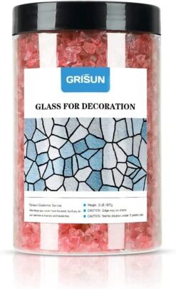 Pink Crushed Fire Glass Reflective Tempered Pebbles Gravel Marbles For Crafts Resin Art, Garden Decoration, Fireplace, 2 Pounds Jar 3-6mm -Cheap Grill Store 71RmAV4g4RL. AC SL1500