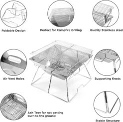 17.1x17.1x12.2in Folding Camping Fire Pit Portable Campfire Grill With Legs For Picnics, Backpacking, Outdoor With Carrying Bag And Kitchen Tongs -Cheap Grill Store 71RpkqBC5QL. AC SL1500