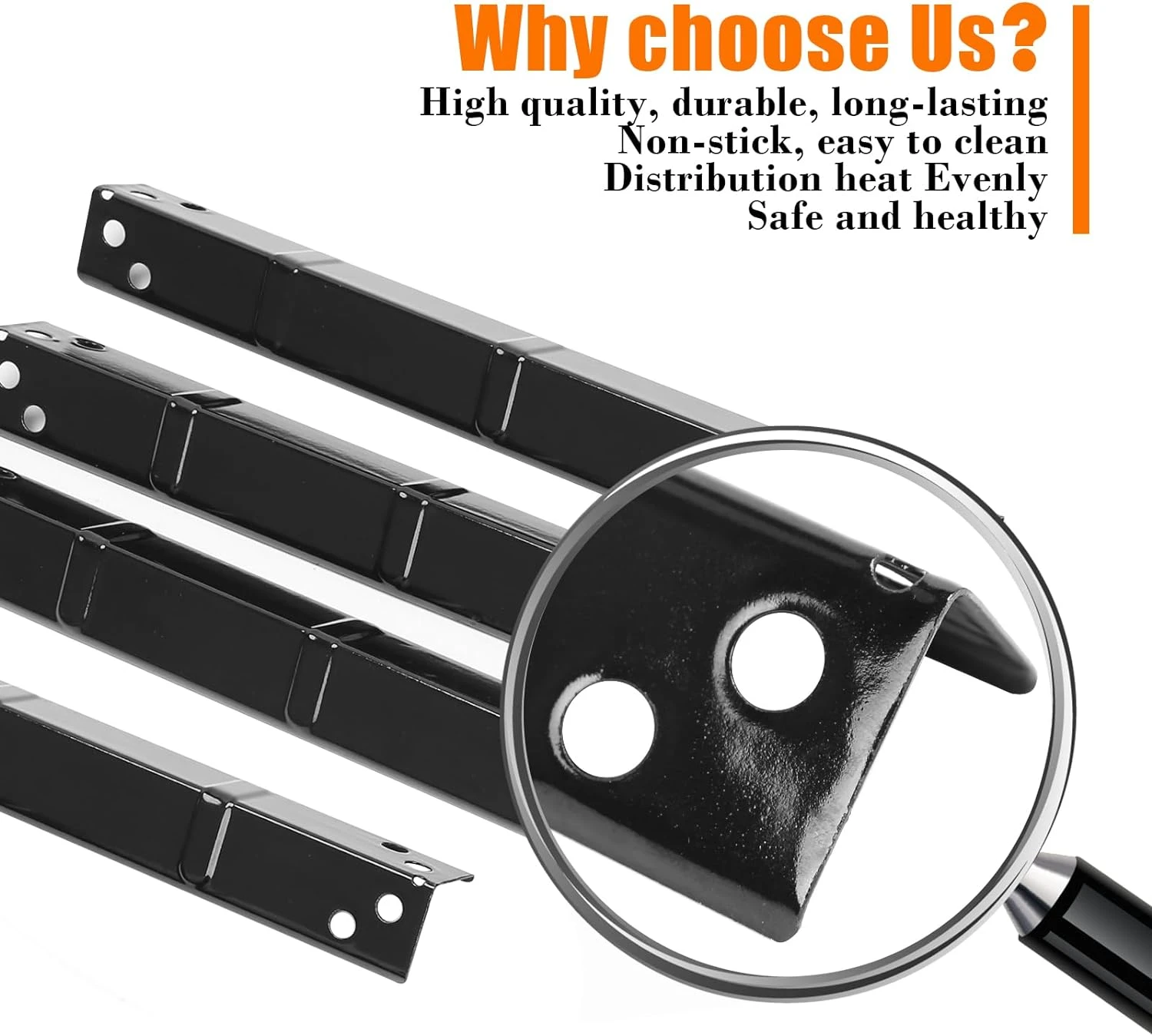 Grill Parts Kit For RevoAce GBC1748WS, GBC1748WPF, GBC1768WB, GBC1646WRS Gas Grills, 4 Pack Stainless Steel Burner & Porcelain Steel Heat Plate 9 Grill Parts Kit For RevoAce GBC1748WS, GBC1748WPF, GBC1768WB, GBC1646WRS Gas Grills, 4 Pack Stainless Steel Burner & Porcelain Steel Heat Plate - Image 7