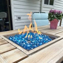 1'' High Luster Reflective Tempered Caribbean Blue Fire Glass Diamonds Rock For Fire Pit, Fireplace, 10 LBS Kit -Cheap Grill Store 71U6Y5Rn qL. AC SL1500