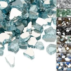 10 Pounds 1/2 Inch Aqua Blue Tempered Fire Glass Rocks For Fire Pit For Gas Fireplace, Safe For Outdoors And Indoors Decoration