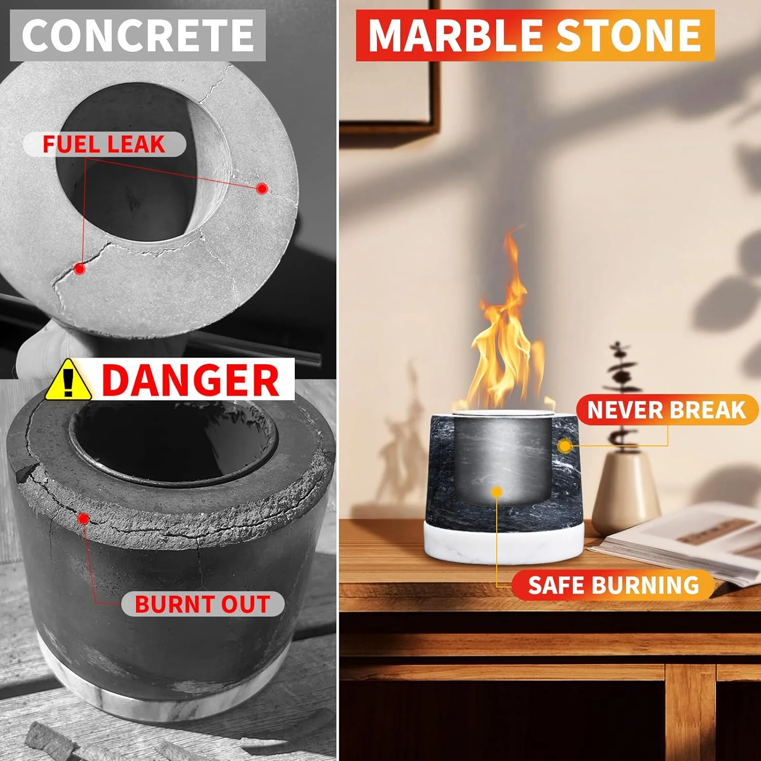 Mini Indoor Marble Tabletop Fire Pit, Clean Burning, Portable Table Top Fireplace Fire Bowl For Smores Home Decor Outdoor Patio Backyard Garden Decor 7 Mini Indoor Marble Tabletop Fire Pit, Clean Burning, Portable Table Top Fireplace Fire Bowl For Smores Home Decor Outdoor Patio Backyard Garden Decor - Image 5