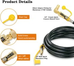 12 Feet Propane Hose 1/4'' Female Quick Connect Fits Blackstone 17/22 Griddles -Cheap Grill Store 71W3ZO kxkL. AC SL1500