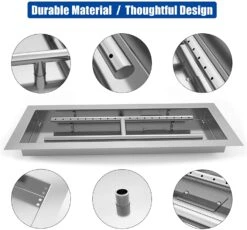 30'' X 10'' Stainless Steel Drop-in Insert Gas Fire Pit H-Shaped Burner Pan With Spark Ignition Hose Kit For Fire Pits And Fireplaces -Cheap Grill Store 71WST1I4xfL. AC SL1500