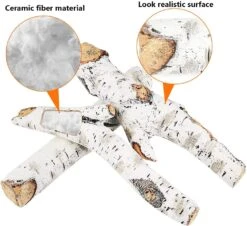 Gas Fireplace 6pcs Large Size Ceramic White Birch Wood Inserts Logs For Vented, Ventless, Electric, Propane Gas Fireplace Fire Pit Firebowl -Cheap Grill Store 71WZe9LghzL. AC SL1460