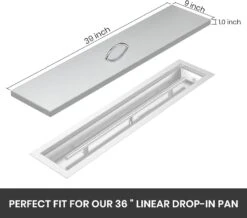 39"L X 9"W Rectangular Fire Pit Burner Pan Lid Cover Fits 36" X 6" Inch Drop-in Fire Pit Burner Pan -Cheap Grill Store 71XmImPAeWL. AC SL1500