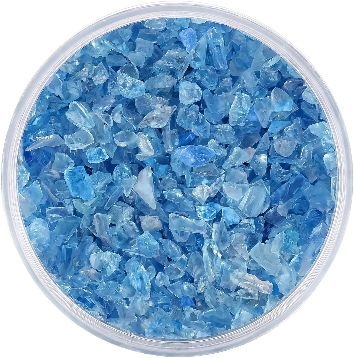 2 Lbs Jar 3-6mm Caribbean Blue Crushed Fire Pit Glass Glitter Glass Pebbles Gravel Stone For Crafts Resin Art, Garden Decoration, Fireplace 4 2 Lbs Jar 3-6mm Caribbean Blue Crushed Fire Pit Glass Glitter Glass Pebbles Gravel Stone For Crafts Resin Art, Garden Decoration, Fireplace - Image 2