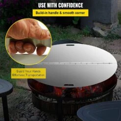 Stainless Steel 40 Inch Dia Round Patio Foldable Fire Pit Burner Pan Ring Lid Snuff Spark Screen Cover -Cheap Grill Store 71a1TuWr9QL. AC SL1500