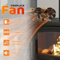 Heat Powered Stove Fan For Wood Burning Stove/Pellet/Log Burner/Portable Buddy, 12 Blades Dual Motors Fan With Magnetic Thermometer -Cheap Grill Store 71aR UcmZGL. AC SL1500