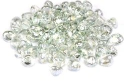 1'' High Luster Reflective Tempered Ultra White Fire Glass Diamonds Rock For Fire Pit, Fireplace, 10 LBS Kit