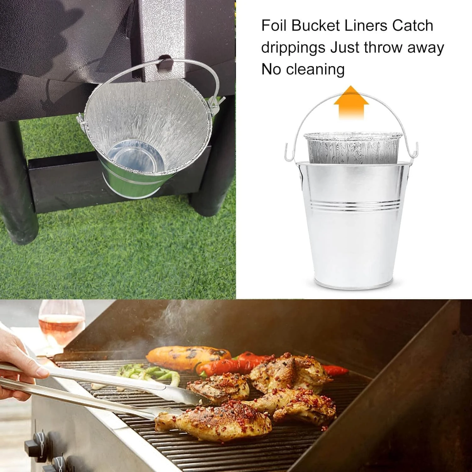 Wood Pellet Grill Char-Griller 9020, 9040 Drip Grease Bucket And 15 Pack Disposable Foil Liners Kit 8 Wood Pellet Grill Char-Griller 9020, 9040 Drip Grease Bucket And 15 Pack Disposable Foil Liners Kit - Image 6