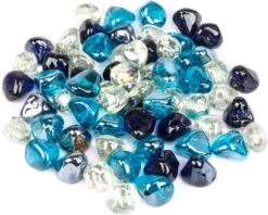 Fire Glass Diamonds Luster Reflective Tempered Rocks For Fire Pit, 10 Pounds 1 Inch For Natural Or Propane Fireplace