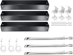 Repair Parts For Char-Griller 3000, 3001, 3008, 3030, 4000, 4208, Burners + Heat Tents + Ignitors + Hanger Brackets Grill Parts Kit