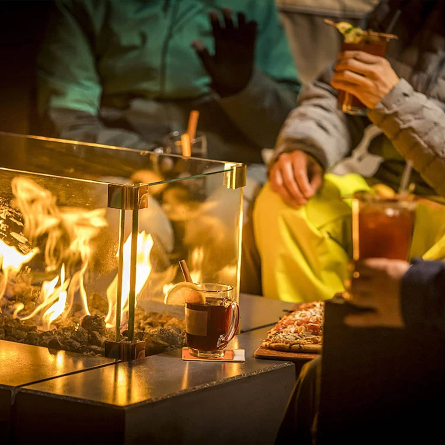 Fire Pit Glass Wind Guard, 29 X 13 X 6 Inch, Thick Rectangular Heat-Resistant Tempered With Hard Bracket And Rubber Feet For Propane, Gas, Outdoor 5 Fire Pit Glass Wind Guard, 29 X 13 X 6 Inch, Thick Rectangular Heat-Resistant Tempered With Hard Bracket And Rubber Feet For Propane, Gas, Outdoor - Image 3