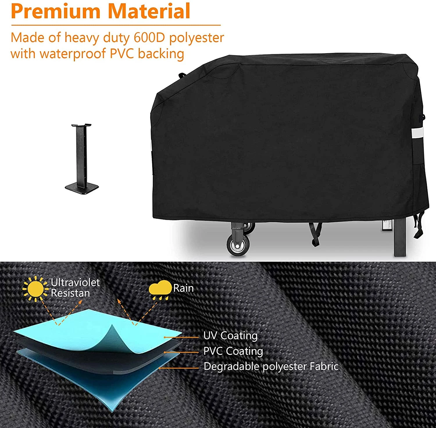 28'' Griddle Cover, Melting Dome Lid And Spatula Kit For Blackstone And Most 2 Burner Flat Top Grill Griddles, Heavy Duty BBQ Cover With Support Pole 9 28'' Griddle Cover, Melting Dome Lid And Spatula Kit For Blackstone And Most 2 Burner Flat Top Grill Griddles, Heavy Duty BBQ Cover With Support Pole - Image 7